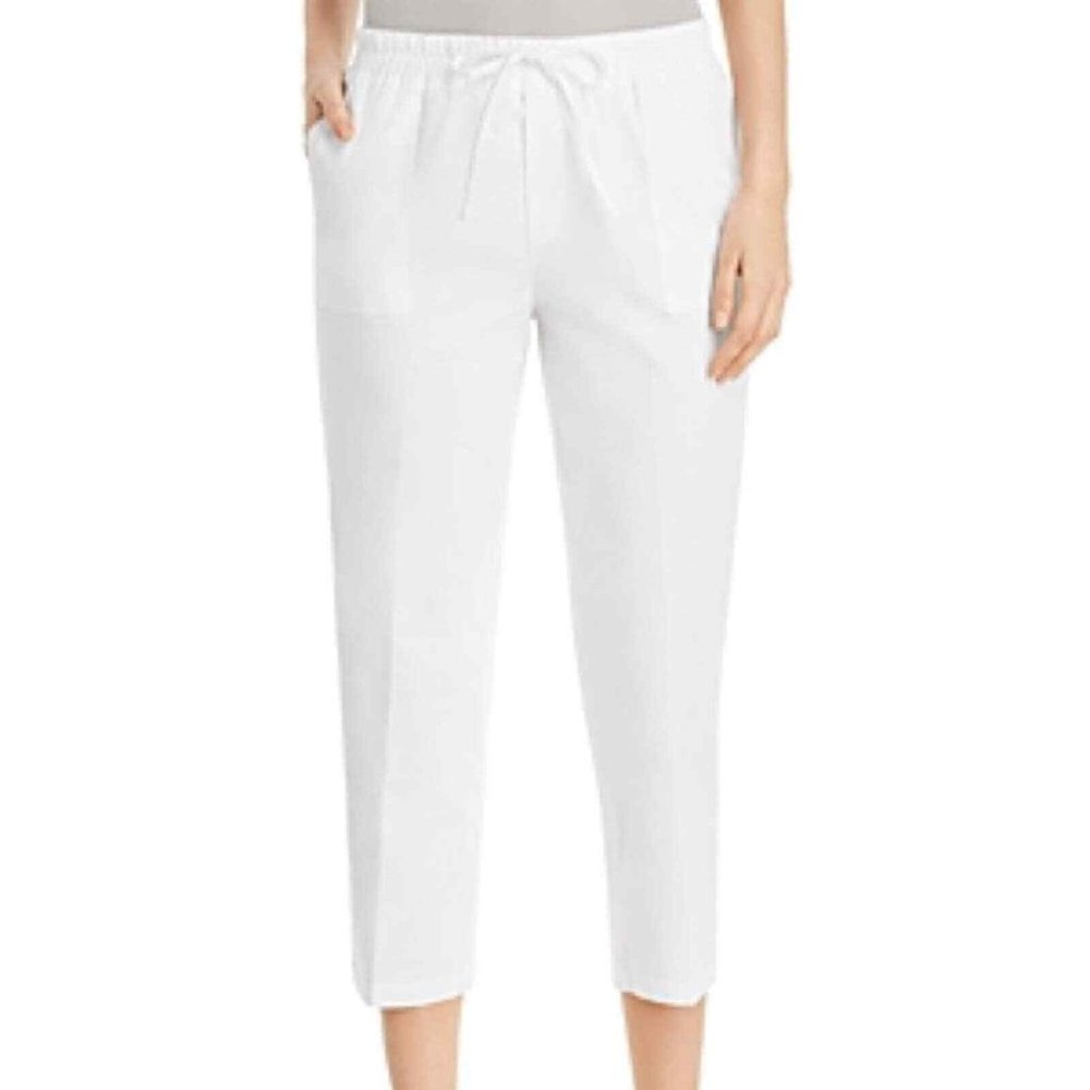 Le Gali Women's Cropped Drawstring apered Leg Jordana Pant White Small NWT